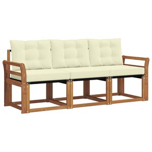 vidaXL Set di divani da esterno con cuscino 3 pcs Naturale e Crema