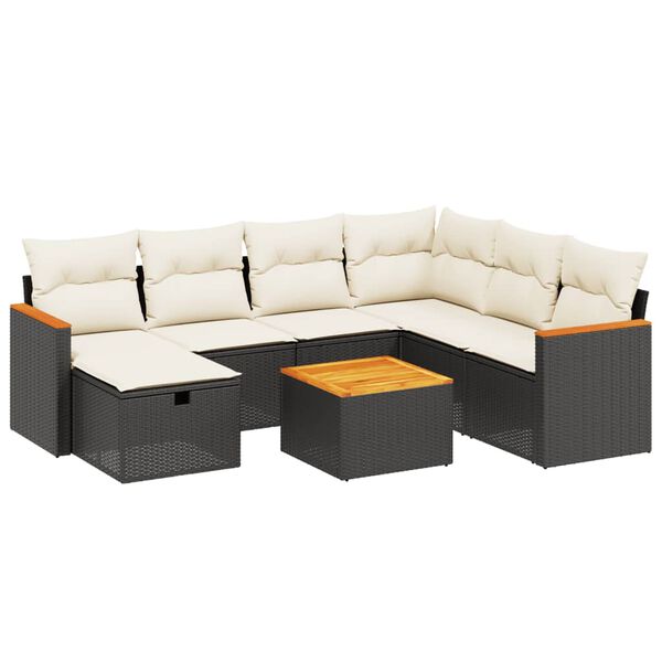 vidaXL Set Divani da Giardino con Cuscini 8 pz Nero in Polyrattan