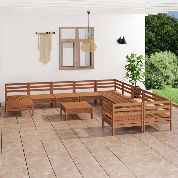 vidaXL Set Salotto da Giardino 12 pz ambra in Legno Massello di Pino