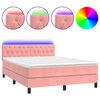 vidaXL Letto a Molle con Materasso e LED Rosa 140x190 cm in Velluto