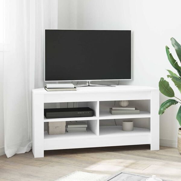 vidaXL MobileTVAngolare Bianco 102 x 40,5 x 45 cm Legno multistrato