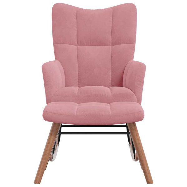 vidaXL Poltrona a Dondolo con Poggiapiedi Rosa in Velluto