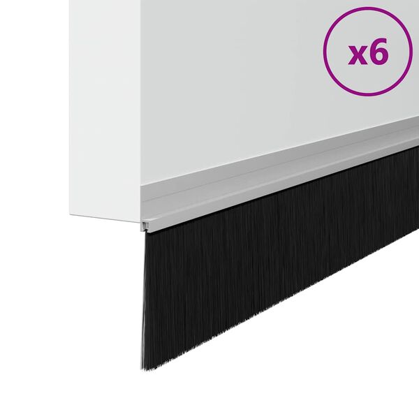 vidaXL Spazzole per porte autoadesive 6 pcs Argento 100 cm