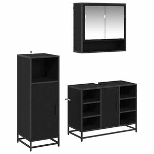 vidaXL Set di mobili per il bagno 3 pz Rovere Nero