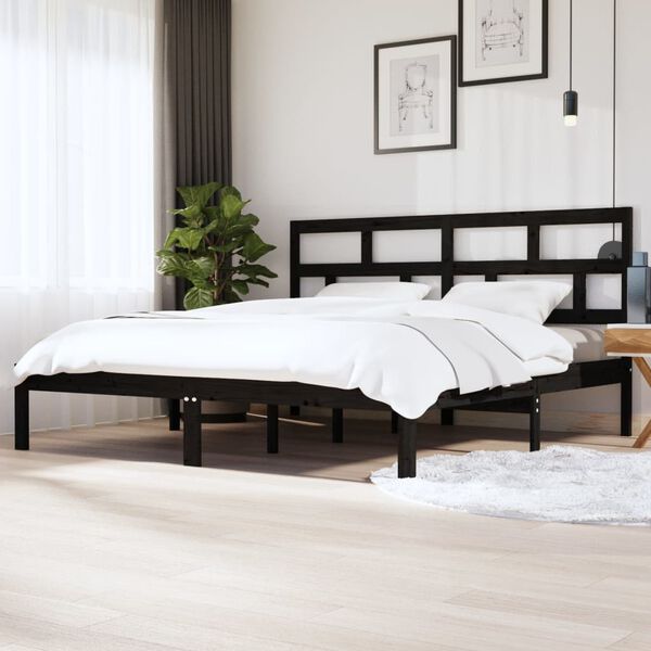 vidaXL Giroletto Nero in Legno Massello di Pino 200x200 cm