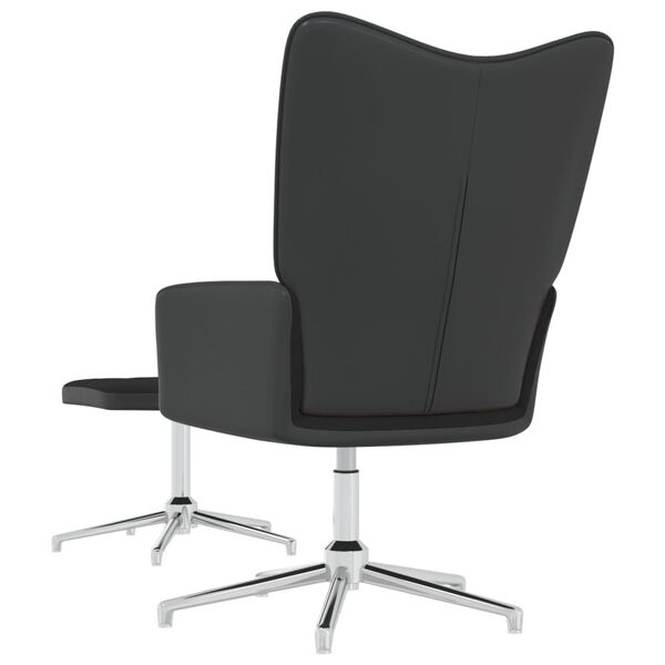 vidaXL Sedia Relax con Sgabello Nera in Velluto e PVC
