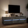 vidaXL Mobile TV a Parete con LED Grigio Cemento 180x31x45 cm