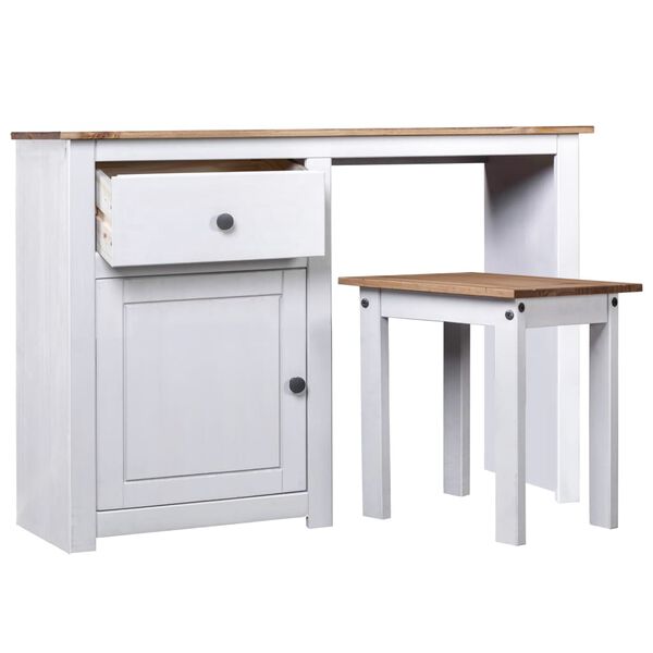 vidaXL Set Tavolo da Trucco 2 pz Bianco in Pino Massello Panama Range