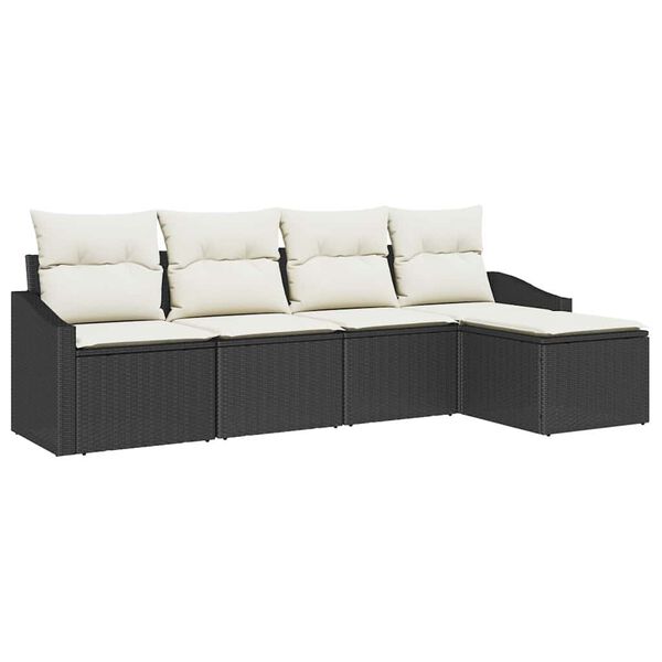 vidaXL Set di divani con cuscino 5 pcs Marrone e Crema polyrattan