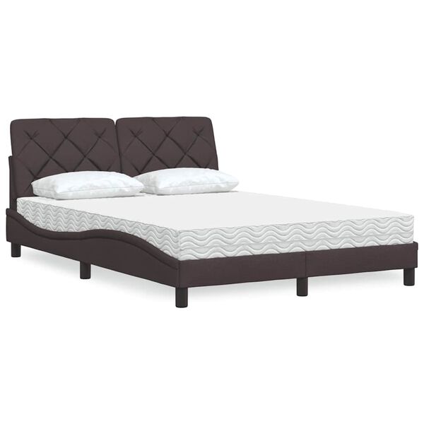 vidaXL Letto con Materasso Marrone Scuro 140x190cm Tessuto