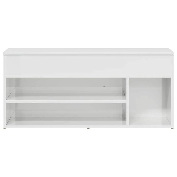 vidaXL Panca Porta Scarpe Bianco Lucido 102x30,5x45 cm Truciolato