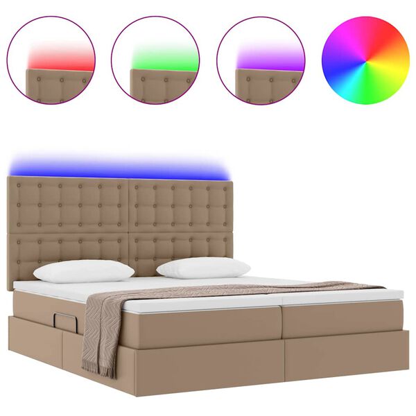vidaXL Letto con contenitore e LED Cappuccino 180 x 200 cm