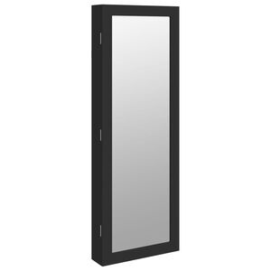 vidaXL Armadio Portagioie a Specchio con Luci LED a Parete Nero