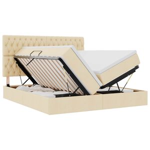 vidaXL Letto con luci a strisce a LED Crema 180 x 200 cm Tessuto