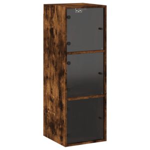 vidaXL Mobile a Muro con Ante in Vetro Rovere Fumo 35x37x100 cm