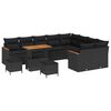 vidaXL Set Divano da Giardino 12 pcs Nero polyrattan