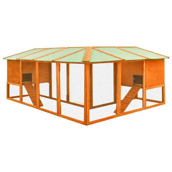 vidaXL Conigliera per Esterni Marrone in Legno Massello Abete