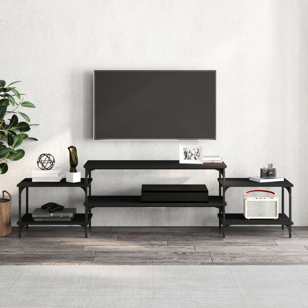 vidaXL Mobile Porta TV Nero 197x35x52 cm in Legno Multistrato