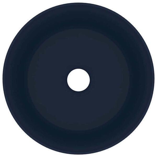 vidaXL Lavandino Lusso Rotondo Blu Scuro Opaco 40x15 cm in Ceramica