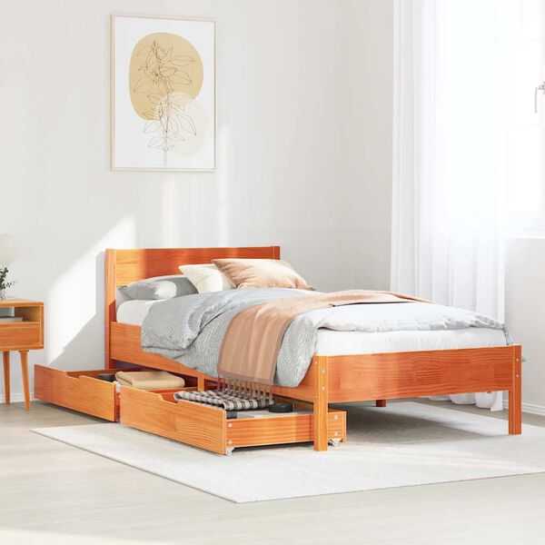 vidaXL Letto senza Materasso Marrone Cera 90x190 cm in Legno di Pino