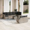 vidaXL Set Divano Giardino 10 pz con Cuscini Grigio Chiaro Polyrattan