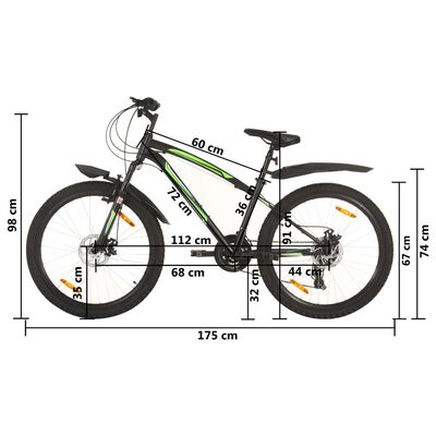 vidaXL Mountain Bike 21 Speed 26" Ruote 36 cm Nero