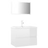 vidaXL Set Mobili da Bagno Bianco Lucido in Legno Multistrato