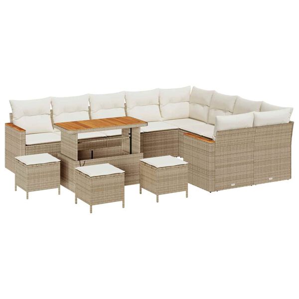 vidaXL Set Divano da Giardino 13 pcs Beige polyrattan