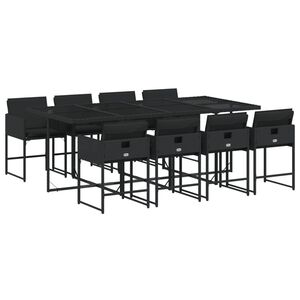 vidaXL Set da Pranzo da Giardino 9 pz con Cuscini Nero in Polyrattan