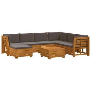 vidaXL Set di divani da esterno con cuscino 8 Pezzo Marrone