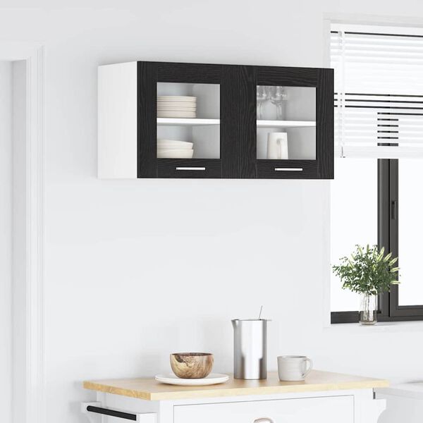 vidaXL Armadio pensile con porta 2 pcs Rovere Nero 40 x 31 x 40 cm