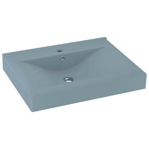 vidaXL Lavandino con Foro Rubinetto Azzurro Opaco 60x46 cm in Ceramica