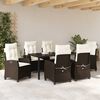 vidaXL Set da Pranzo per Giardino con cuscino 7 pcs Marrone polyrattan