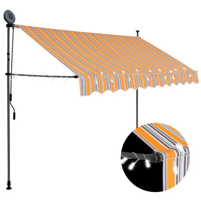 vidaXL Tenda da Sole Retrattile Manuale con LED 250 cm Gialla e Blu