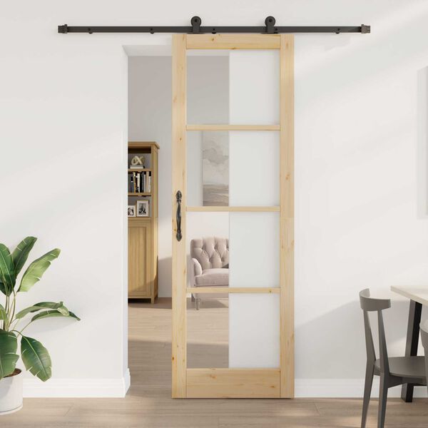 vidaXL Porta scorrevole ORKDAL Naturale e Nero 78 x 232 cm