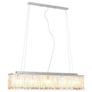 vidaXL Lampadario con Perle di Cristallo Argento 104 cm E14