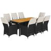 vidaXL Set da Pranzo da Giardino 9 pz con Cuscini Nero in Polyrattan