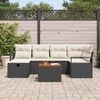 vidaXL Set Divano da Giardino con cuscino 7 pcs Nero Poly Rattan
