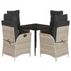 vidaXL Set Pranzo da Giardino 5pz con Cuscini Grigio Chiaro Polyrattan
