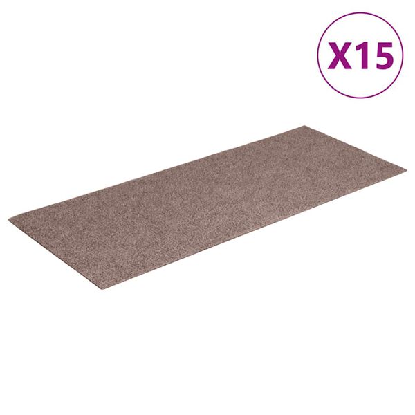 vidaXL Tappetini per scale autoadesivi 15 pz 60x25 cm marrone chiaro rettangolari