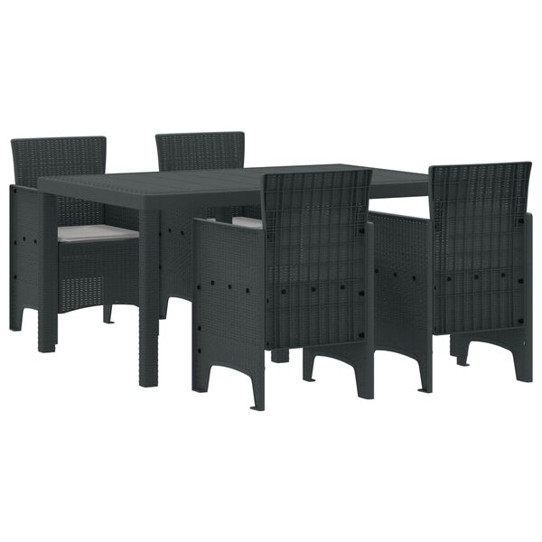vidaXL Set da Pranzo per Giardino 5 pcs Antracite Rattan Polt