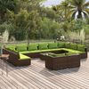 vidaXL Set Divani da Giardino 13 pz con Cuscini in Polyrattan Marrone