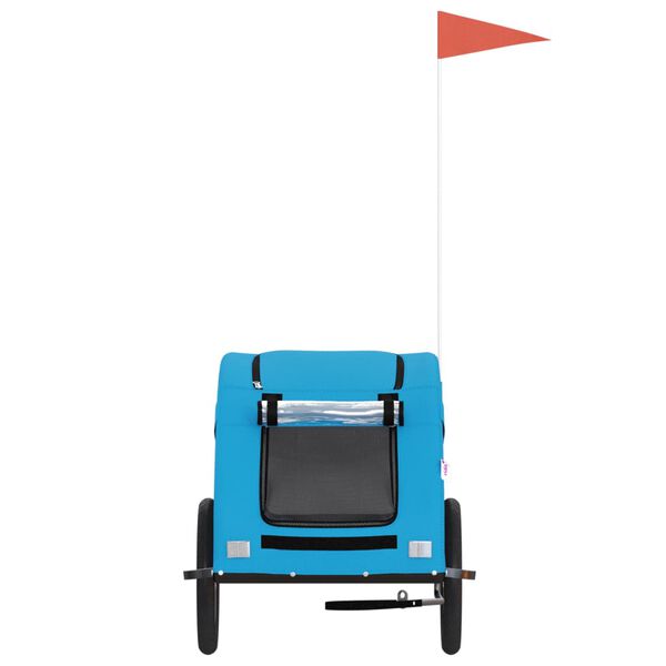 vidaXL Rimorchio da Bici per Animali Blu Oxford e Ferro