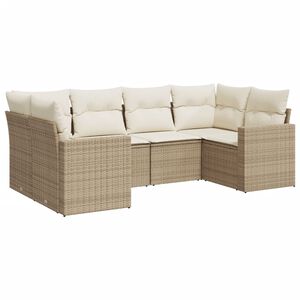 vidaXL Set Divano da Giardino 6 pz con Cuscini Beige in Polyrattan