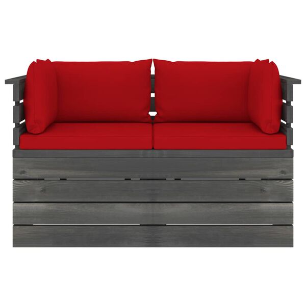 vidaXL Divano da Giardino 2 Posti su Pallet con Cuscini Massello Pino