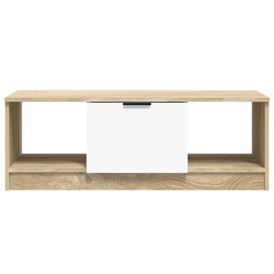 vidaXL Tavolino Bianco e Rovere Sonoma 102x50x36 cm Legno Multistrato