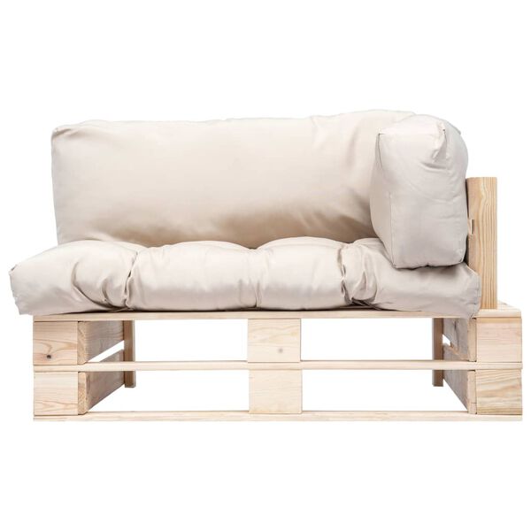 vidaXL Divano da Giardino a Pallet con Cuscini Sabbia in Legno di Pino