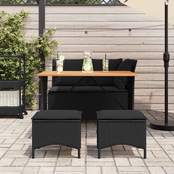 vidaXL Set da Pranzo da Giardino 4 pz con Cuscini Nero in Polyrattan
