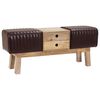 vidaXL panchina 110 x 30 x 45 cm Pelle Vera Marrone Scuro