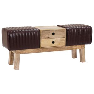 vidaXL panchina 110 x 30 x 45 cm Pelle Vera Marrone Scuro